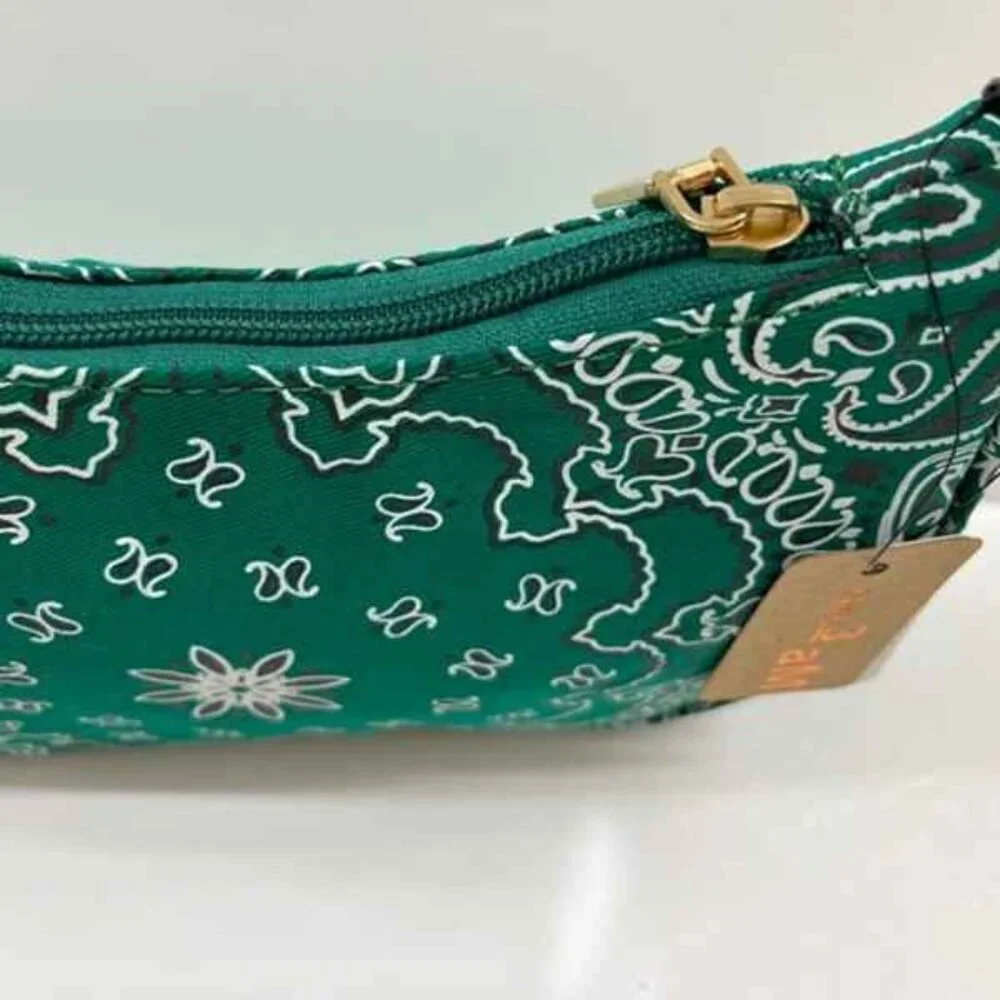 Bandana Paisley Print SM Shoulder Handbag - NWT - Green / White